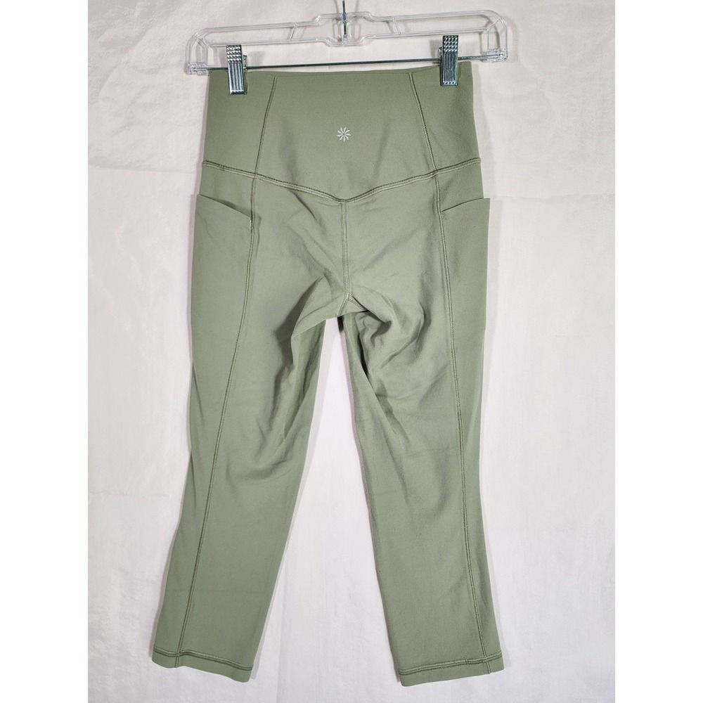 Athleta Womens XS Salutation Stash Pocket II Capri Green High Rise Yoga Leggings - Picture 3 of 6